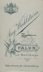 Wahlström August. Etabl. 1880 Falun, filialer i Borlänge, Nya Kopparberget. image